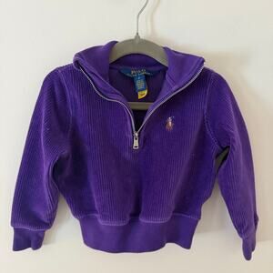 Kids Polo Ralph Lauren Corduroy Quarter Zip Sweatshirt Pony Size 2